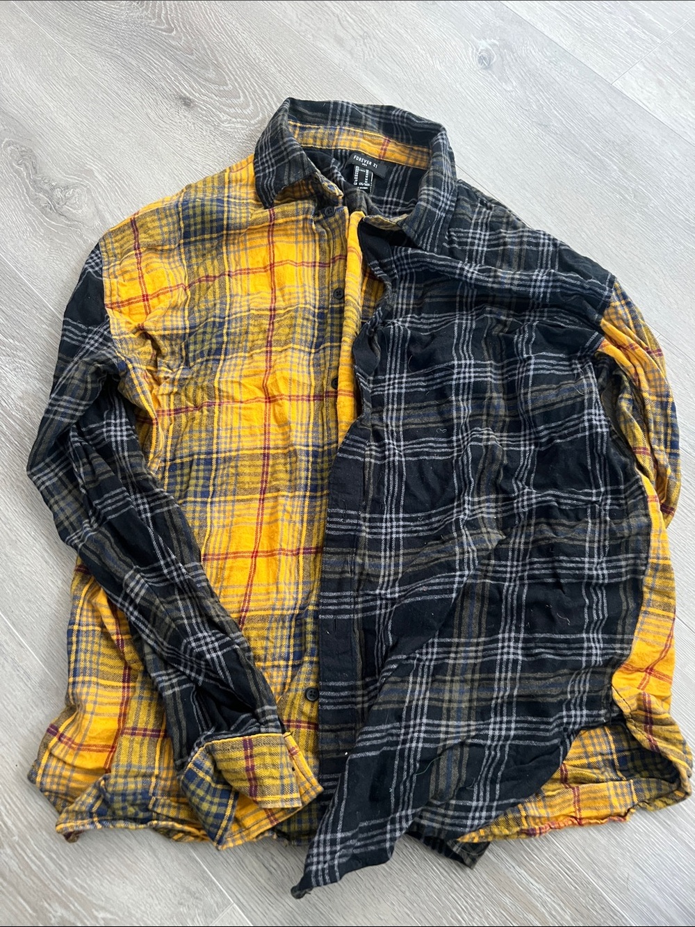 Men's Plaid Flannel Shirt - Yellow & Black